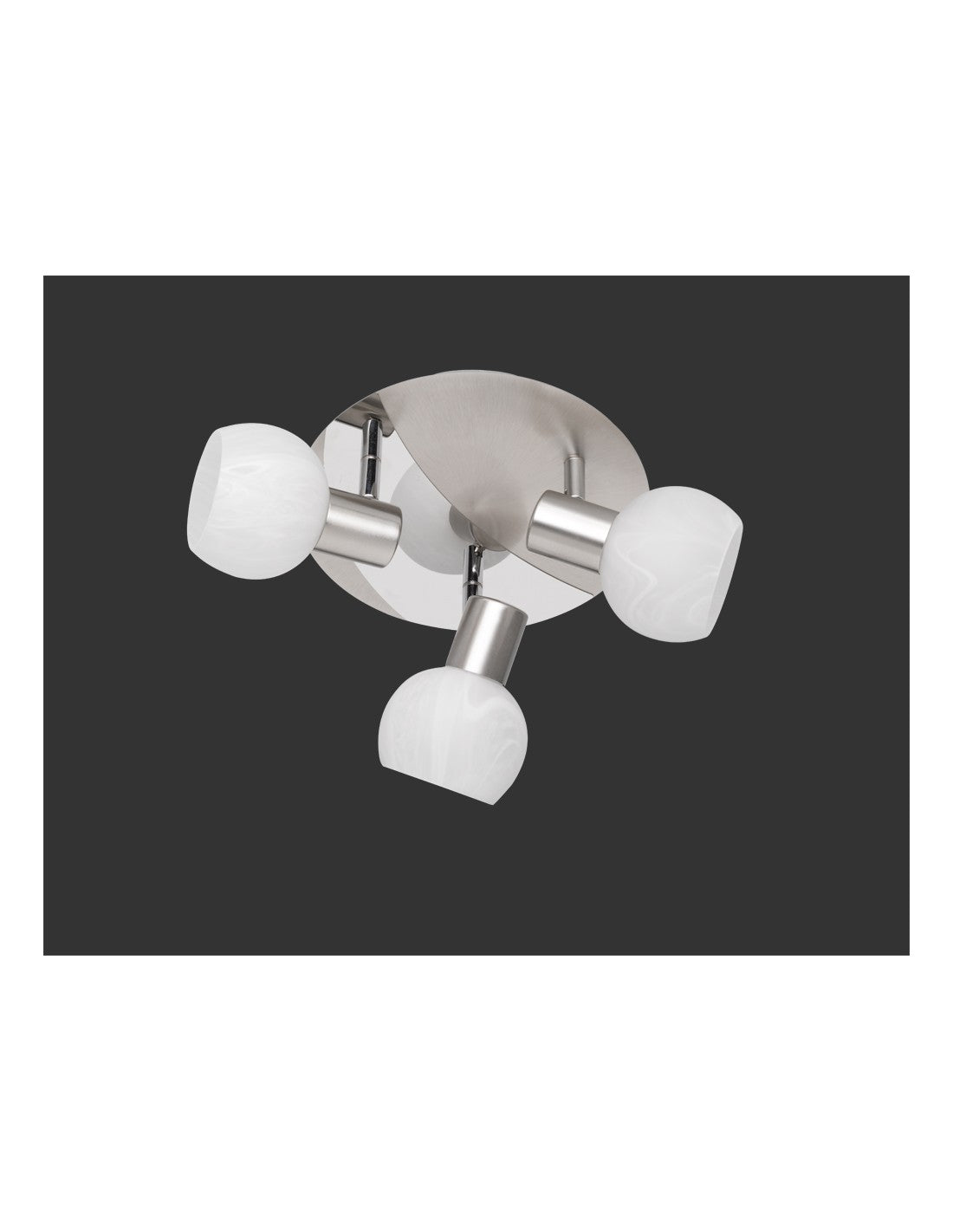 Spot Plafond 3xE14 Antibes Nickel Et Verre Blanc Ø22 cm Trio Lighting