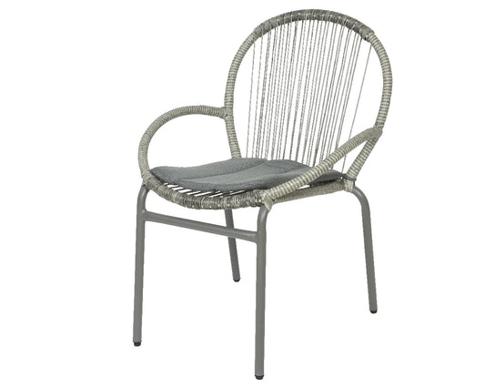 Chaise Salento avec coussin d'extérieur en osier gris