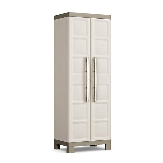 Armoire polyvalente à deux portes et quatre étagères Beige EXCELLENCE 65 x45x h182 cm