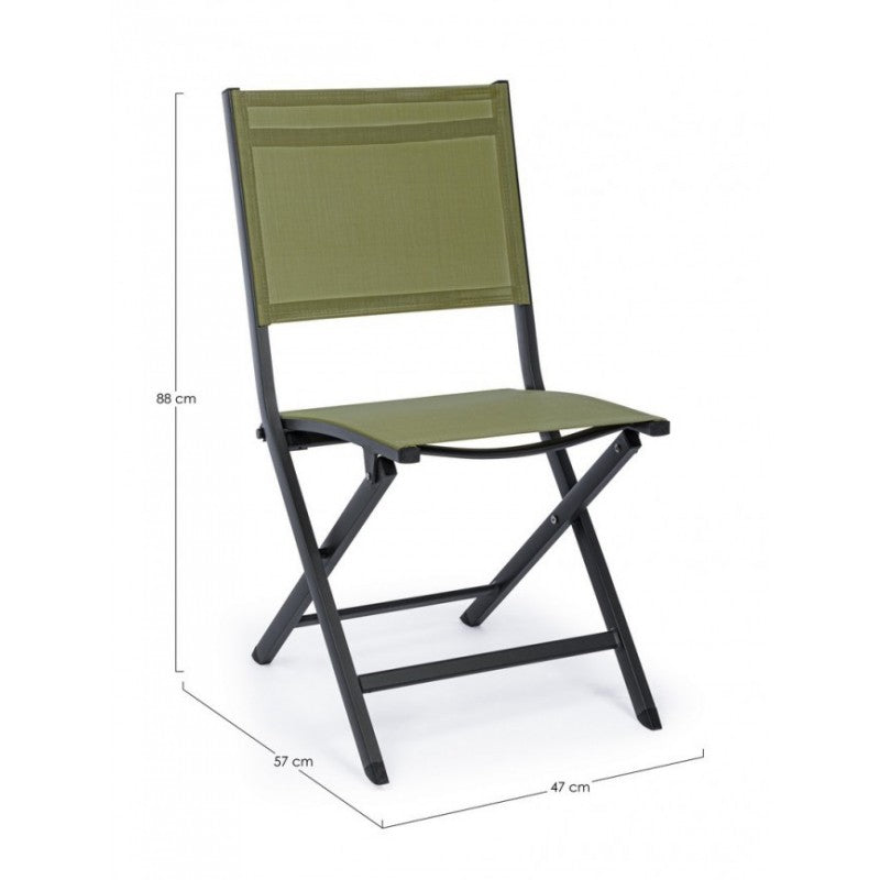 Chaise d'extérieur en aluminium vert anthracite Elin 47X57X H88 Cm