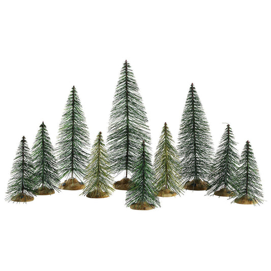 Lemax Needle Pine Trees Set Of 10 - Ensemble de 10 pins à aiguilles pour village de Noël