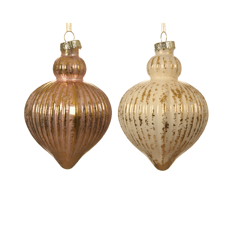 Boule de Noël oignon assortie H 11 x Ø8 cm