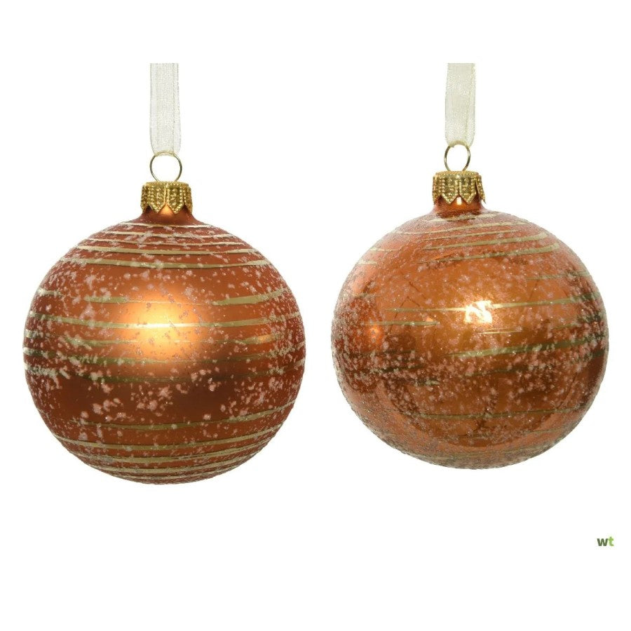 Boule de Noël Lina D8 Rayures Ambrées Assorties