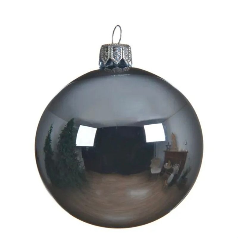 Boule de Noël en verre gris brillant D15