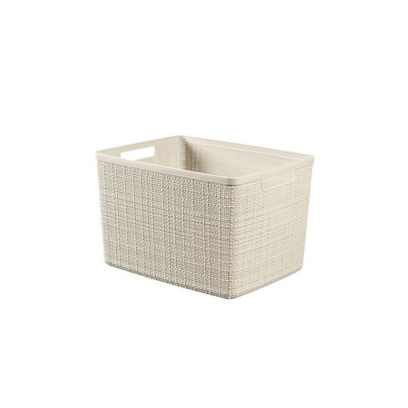 Grand panier élégant en jute finition plastique beige