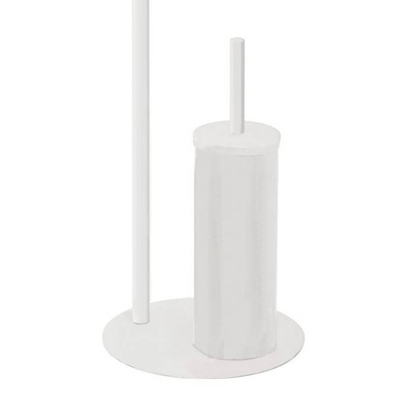 Support WC avec porte-brosse WC et porte-rouleau, hauteur 56 cm, coloris blanc.