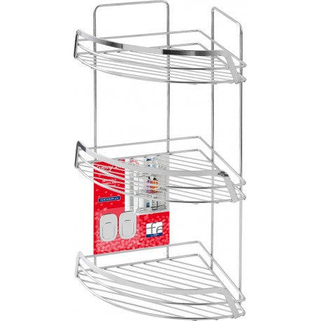 Etagère de Douche d'Angle Francy 3 Etagères - Acier Chromé - L22xP22xH49 cm