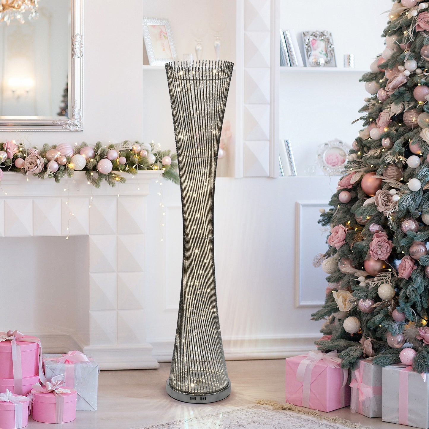 Guirlande Lumineuse de Noël Colonne Torsadée ATS Argent 100 LED 4K H140cm