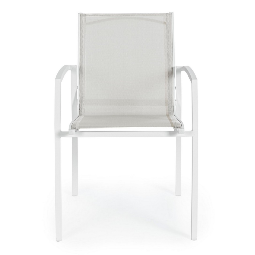 Chaise Hilla White Cloud avec accoudoirs en aluminium