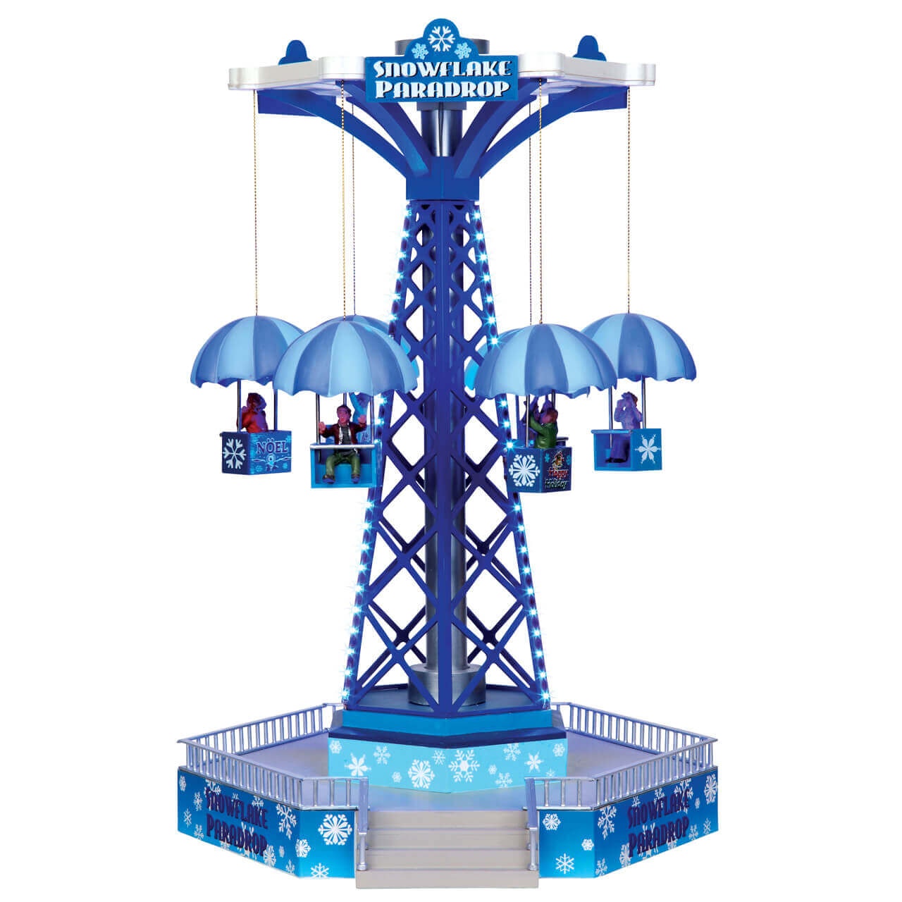 Lemax Snowflake Paradrop - Carrousel de parachute flocon de neige Décoration de jeu d'hiver pour village de Noël