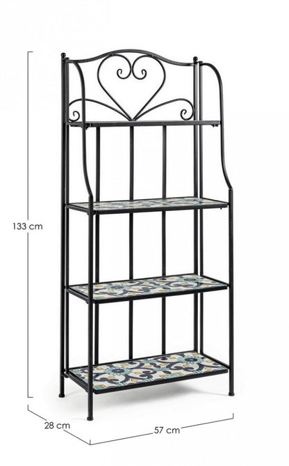 Bibliothèque pliante Positano 4 étagères en métal style campagnard 57x28x133h cm Iperbriko