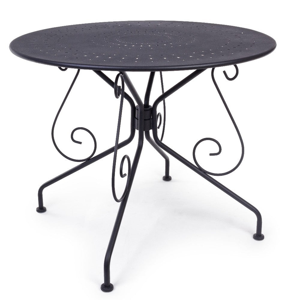 Table Etienne diamètre 90 cm, coloris gris foncé Bizzotto