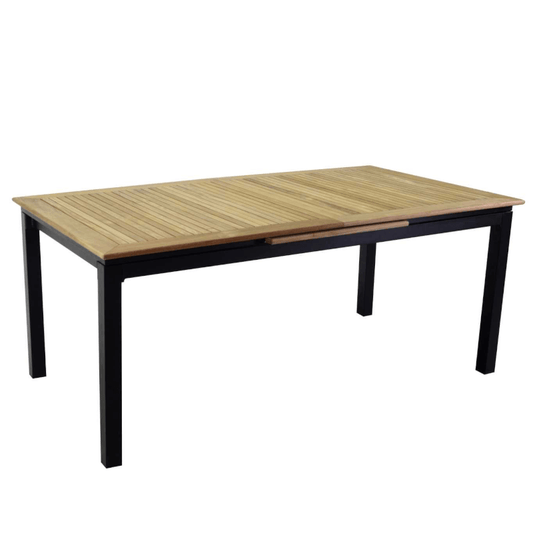 Table extensible Idaho Plus en aluminium plateau teck anthracite 180/240x100h76 cm