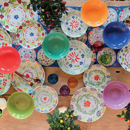 Service De Table 18 Pièces Bio Porcelaine Multicolore