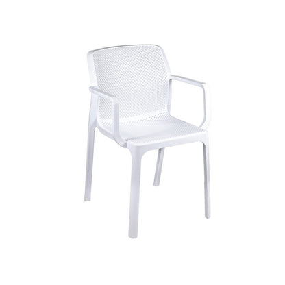 Chaise de jardin en polypropylène avec accoudoirs blanc Dalian 46,5X53,5X H55 Cm