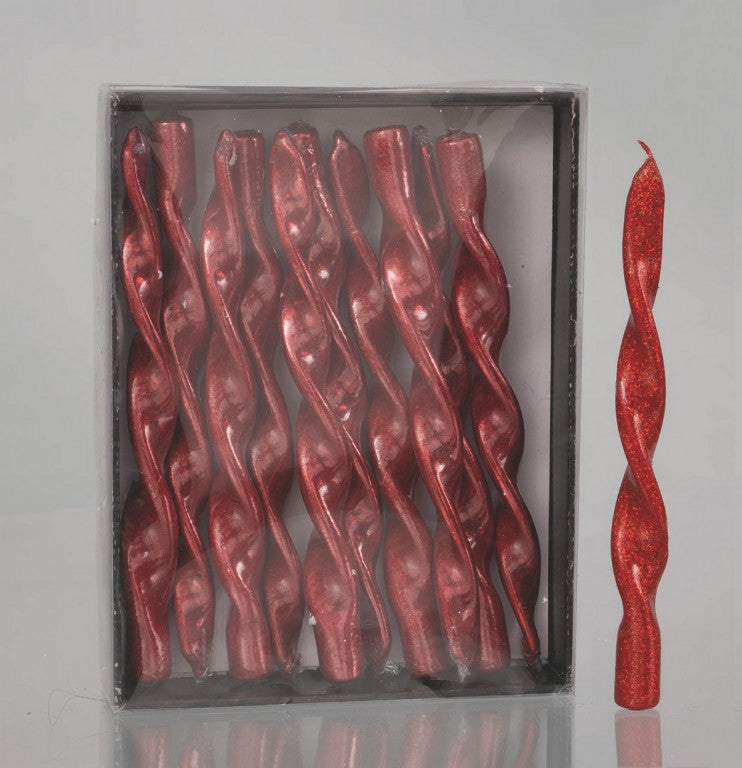 Bougie 26cm Flamme Pailletée Rouge Décoration de Noël