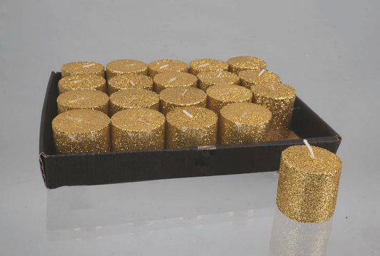 Présentoir à bougies cylindrique 4x4cm, décoration de noël à paillettes dorées