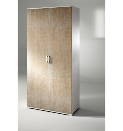 Armoire à double porte et quatre étagères réglables, portes en chêne blanc