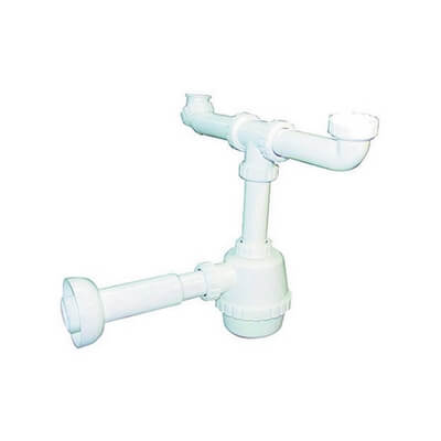 Siphon Pvc 2 Voies S / Drain Porcelaine Avec Manchon