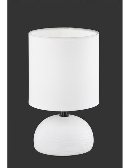 Lampe de Table Blanche avec Base en Céramique et Abat-Jour en Tissu Trio Lighting