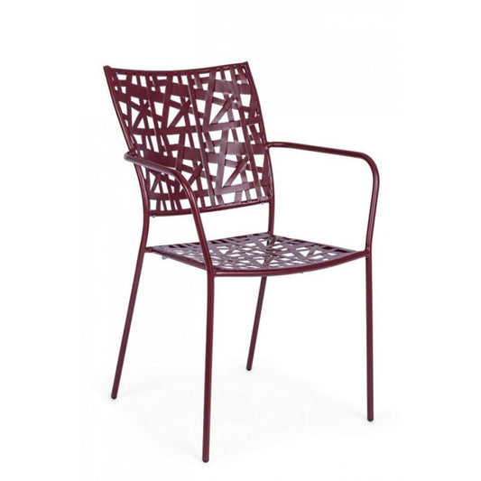 Chaise en acier avec accoudoirs Kelsie Bordeaux