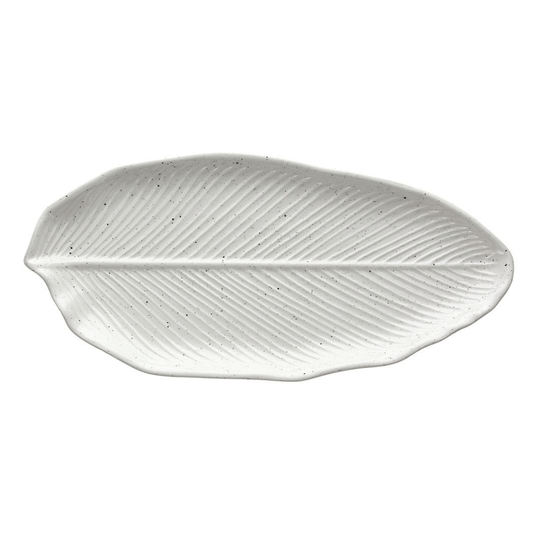 Grande assiette feuille allongée 36,5x17x2,5 cm Zelda Grès gris