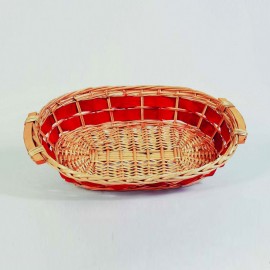 Panier ovale en osier avec anses Rouge Naturel 56x39x h14 cm