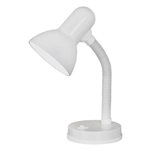 Lampe de table orientable pour étude, lecture et bureau avec douille E27 Basic, couleur blanche.