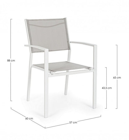 Chaise Hilde White Cloud avec accoudoirs en aluminium