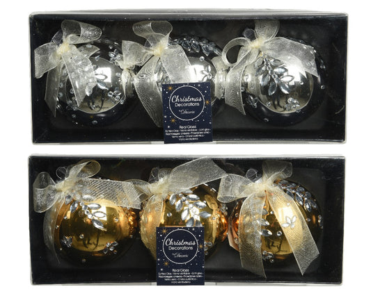 Boule de Noël en verre assortie Or Argent 8 cm pcs1