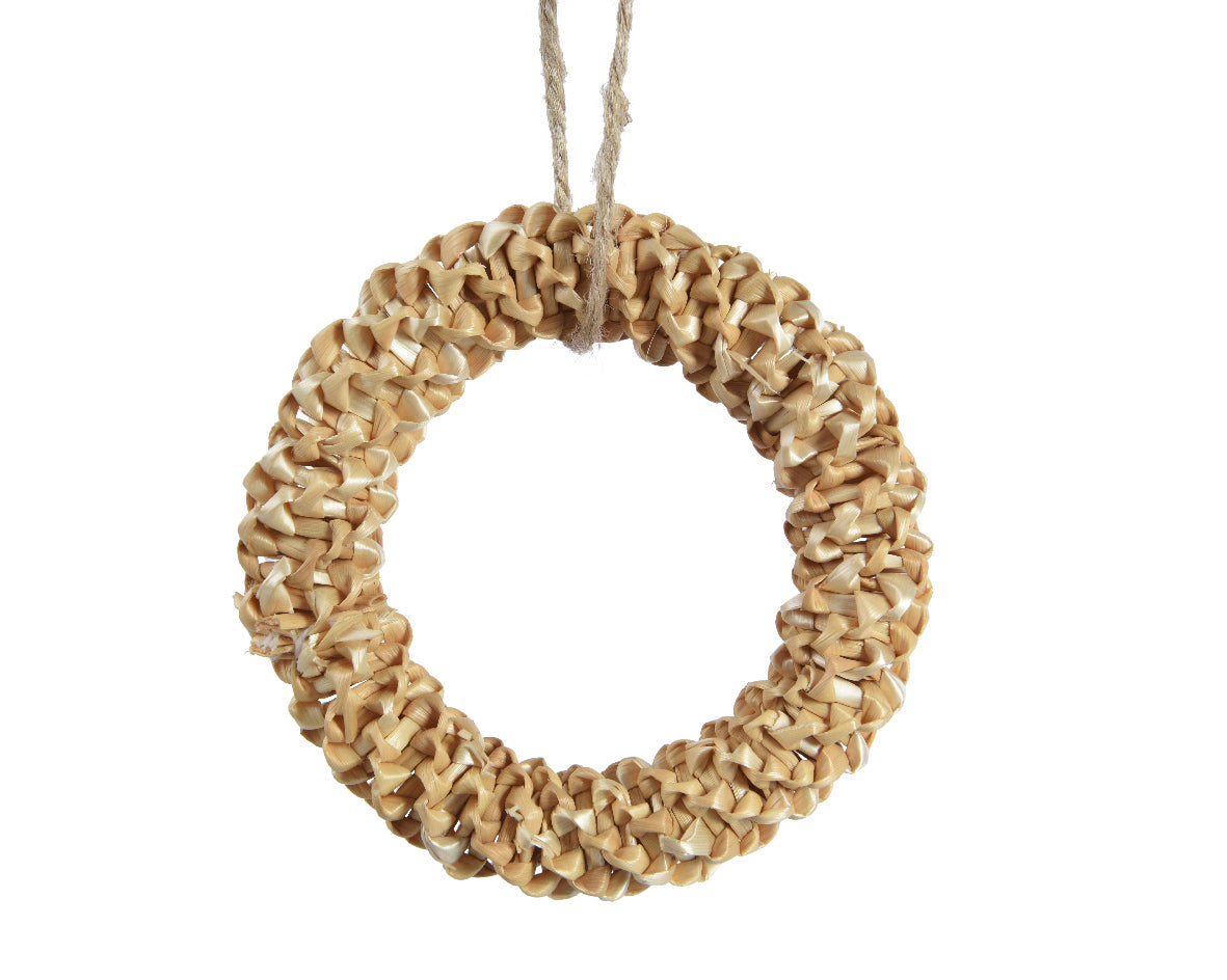 Boule de Noël Paille ornementale coloris naturel H 3cm x ø 14cm