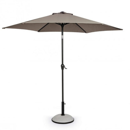 Kalife Parapluie 2,7 m Gris Tourterelle - Structure Enduit de Poudre, Mât en Aluminium, Toile Polyester 160g/m2