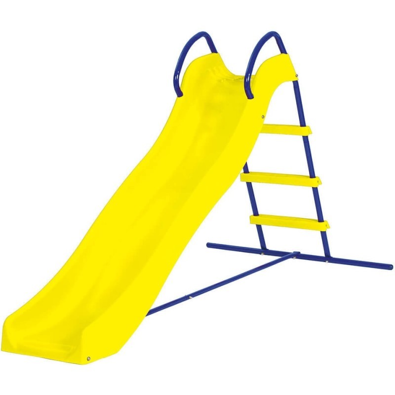 Toboggan de jardin en acier bleu et jaune 185x95x h105 cm