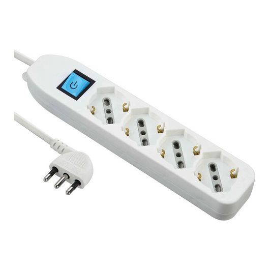 Multiprise avec interrupteur 4 emplacements multi-usages (Schuko+10/16) Electraline