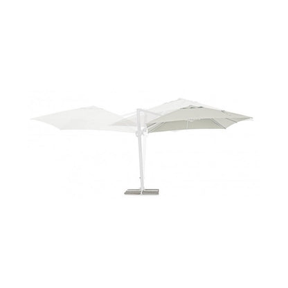 Parasol Eden avec bras blanc/bois naturel 3x3 m