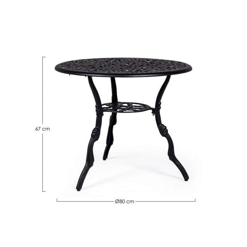 Table d'extérieur VICTORIA en aluminium anthracite diamètre 80 x h67 cm