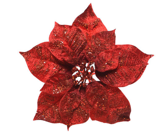 Poinsettia sur pince à paillettes – 26x26x7 cm