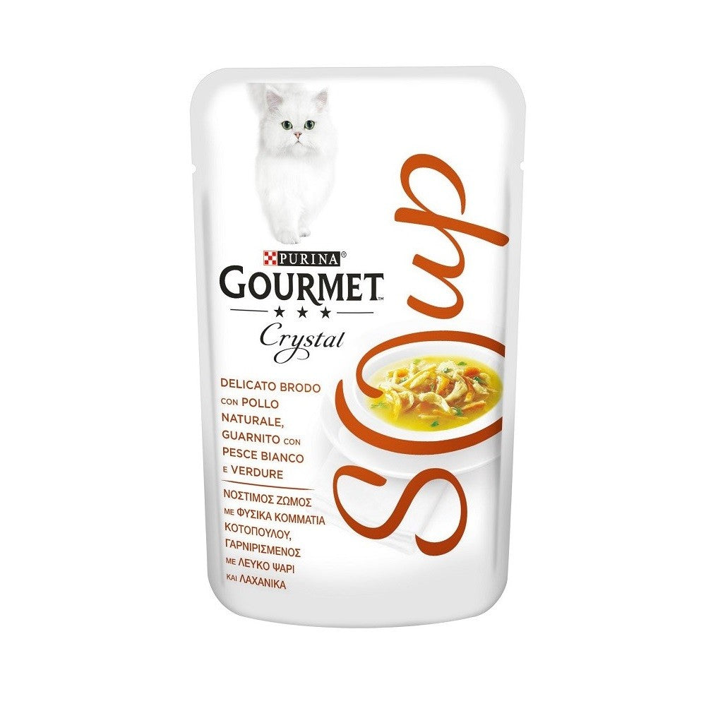 Soupe Cristalline Gourmande au poulet, poisson blanc et légumes Purina 40 grammes