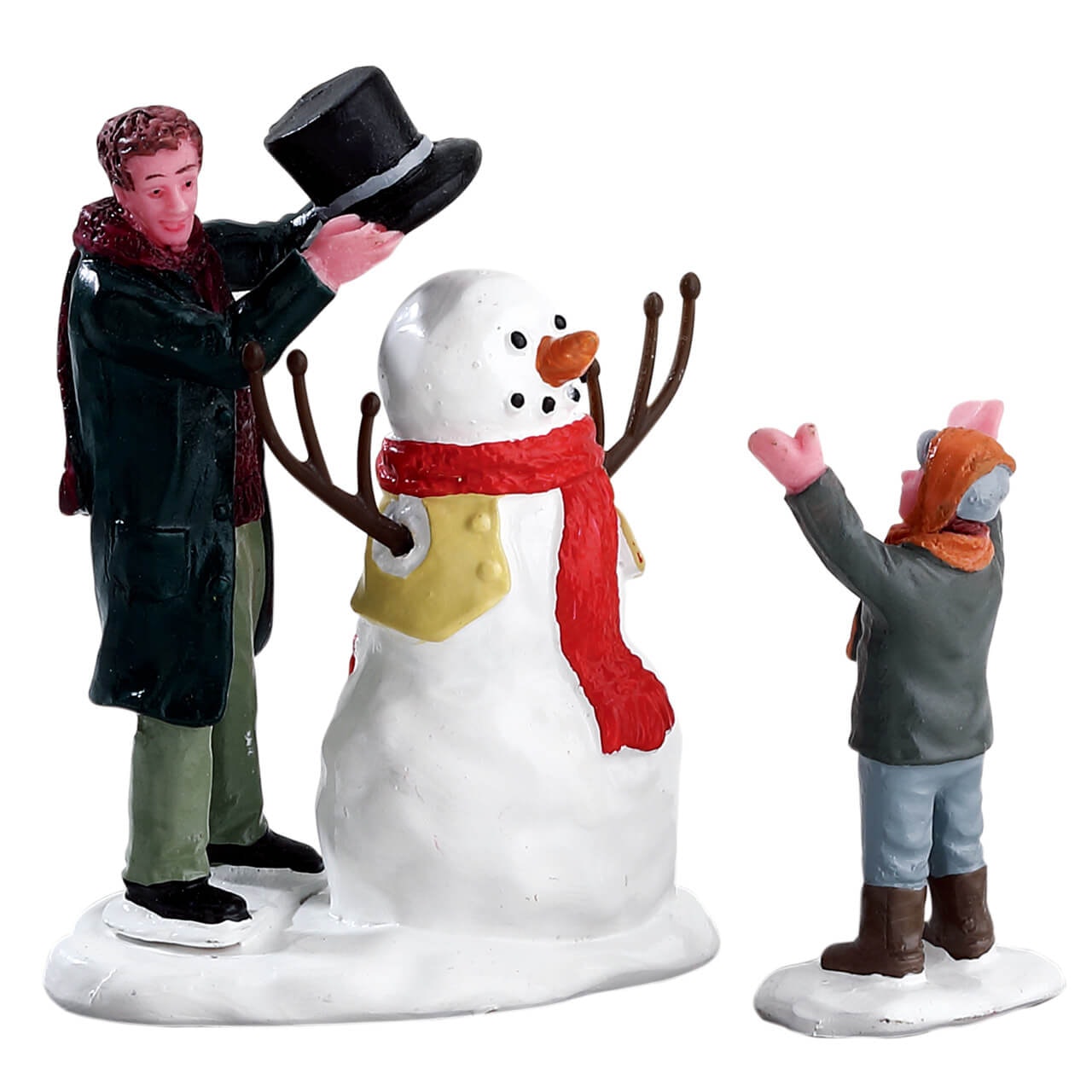 Lemax Sharp-Dressed Snowman Set Of 2 - Ensemble de 2 bonhommes de neige élégamment habillés pour le village de Noël