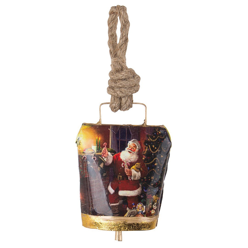 Suspension Wendy en métal avec Père Noël et jouets H11,5 cm