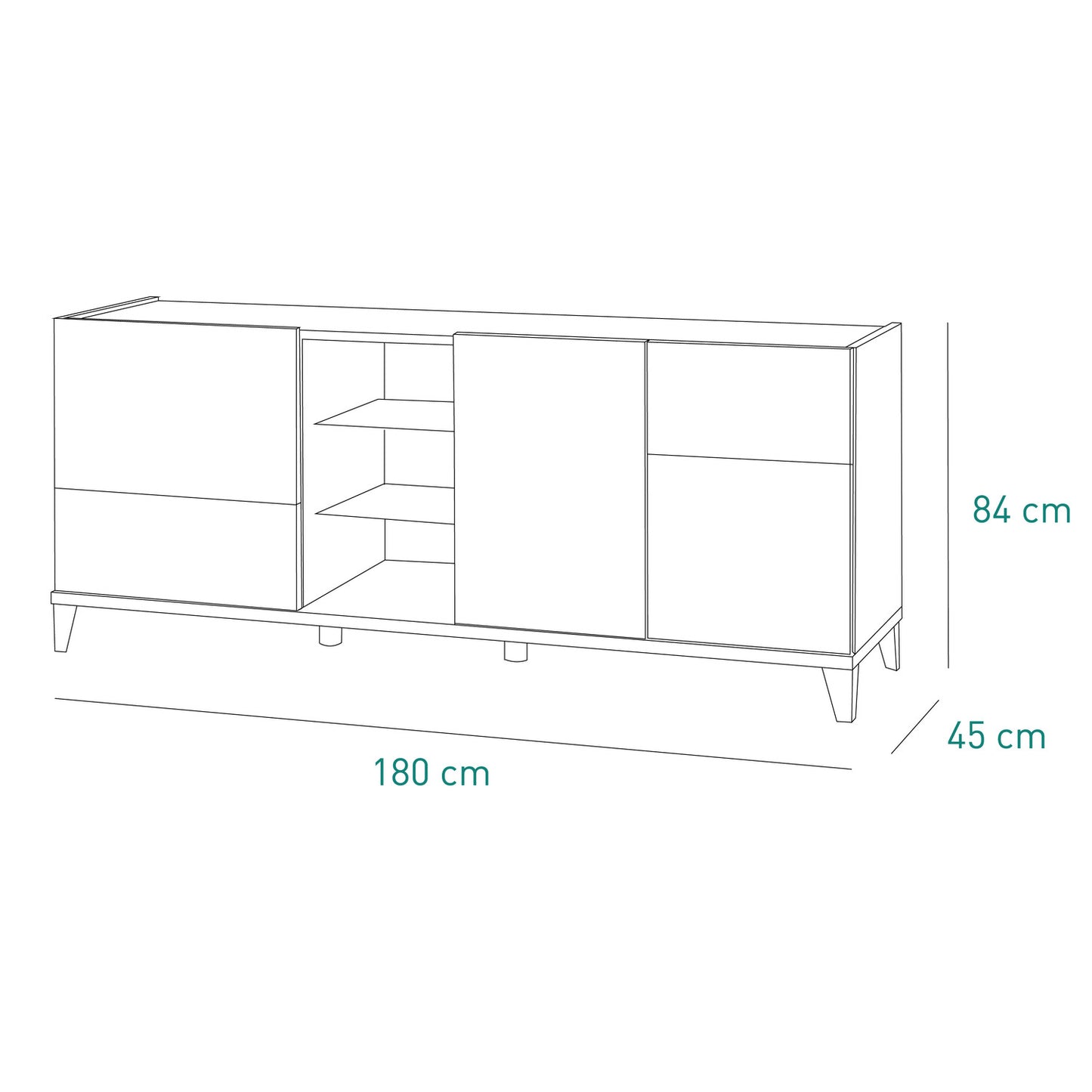 Armoire de Rangement Basse Vittoria Avec 3 Portes et 1 Compartiment