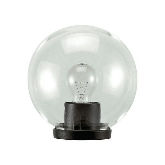 Lanterne tête de mât avec globe de 60 watts, diamètre 30 cm, couleur noire et sphère transparente.