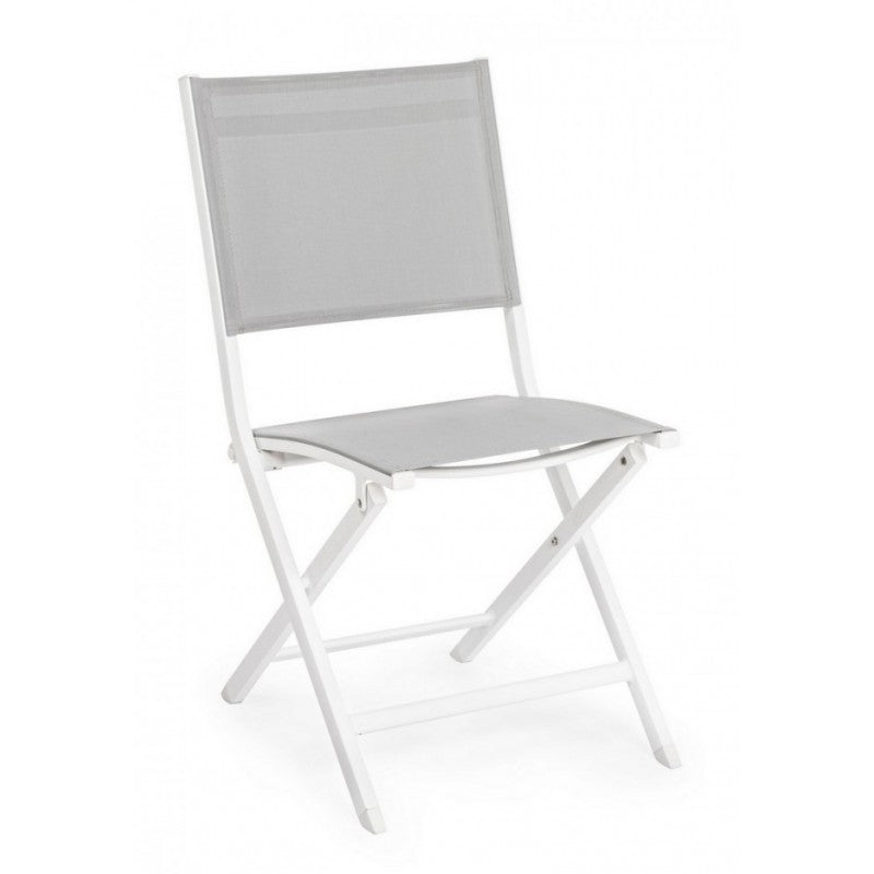 Chaise d'extérieur en aluminium gris blanc Elin 47X57X H88 Cm