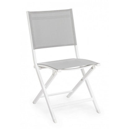 Chaise d'extérieur en aluminium gris blanc Elin 47X57X H88 Cm