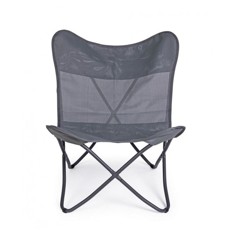 Fauteuil papillon de camping gris Gabicce 77,5x81x89h cm