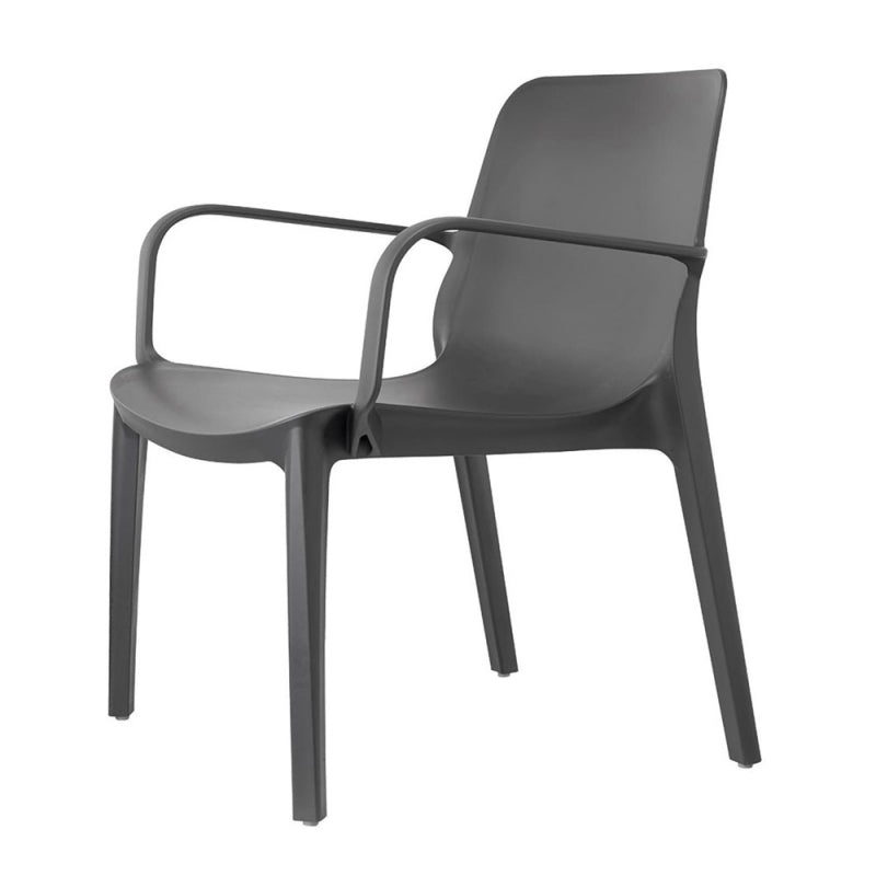 Chaise avec des accoudoirs Genève Lounge Tortora - Tecnopolimero renforcé avec une fibre de verre - Assis 43 cm - Utilisation interne / externe - Empilable