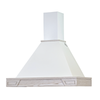 Hotte de cuisine rustique blanche GINEVRA avec cadre en bois marqueté couleur cendre 60 cm