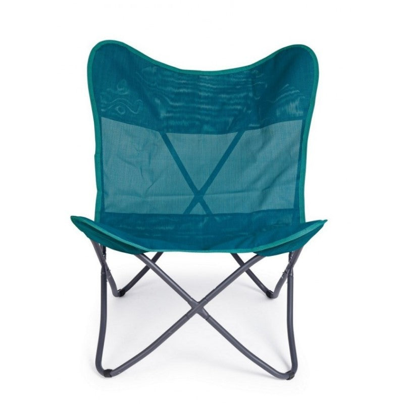 Chaise de plage pliante en textilène vert d'eau BUTTERFLY GABICCE 77,5x81x h89 cm