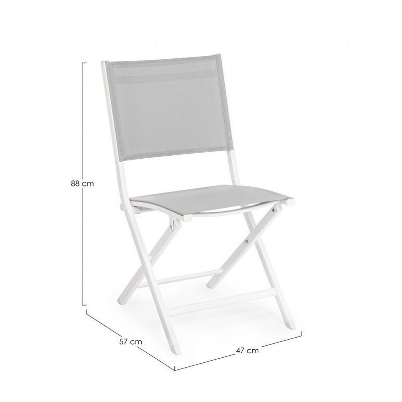 Chaise d'extérieur en aluminium gris blanc Elin 47X57X H88 Cm