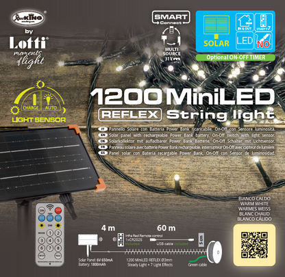 Chaîne Solaire SCP TLG 1200 MiniLED 60m en bobine lumières de Noël